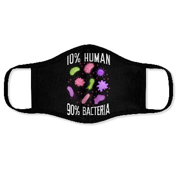 Discover 10% Human 90% Bacteria Science Microbiology Face Masks