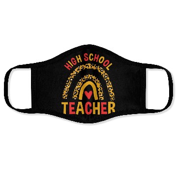 Discover Back To School Leopard High School Teacher Rainbow Face Masks