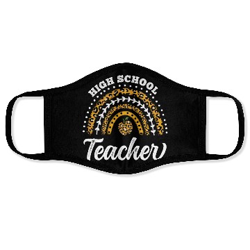 Discover High School Teacher Leopard Rainbow Back To School Face Masks