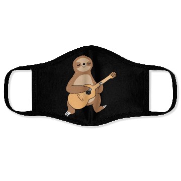 Discover Sloth Playing Guitar for Guitar Player Face Masks