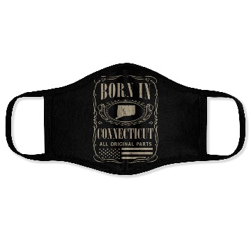 Discover Vintage America US States Born Connecticut Face Masks