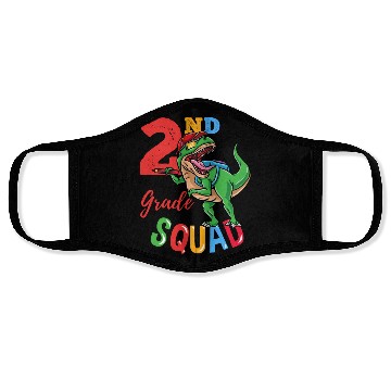 Discover 2nd Grade Squad T-Rex Dinosaur Back To School Boys Face Masks