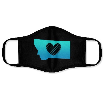 Discover Montana Map Heart Face Masks