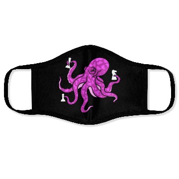 Discover Octopus Playing Chess for Octopus Lover Face Masks