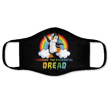 Discover Embrace The Existential Dread Penguin Rainbow Face Masks