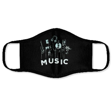 Discover Musical Notes Vinyl Guitar Music Lover Face Masks