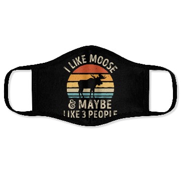 Discover I Like Moose and Maybe 3 People Retro Sunset Vinta Face Masks