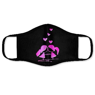 Discover Loving couple lesbian pink glitter love Face Masks