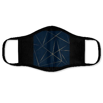 Discover Luxury Gold Navy Blue Geometric Polygon Face Masks