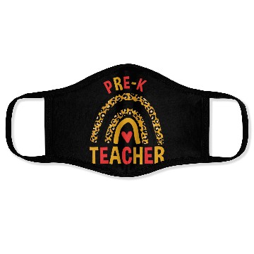 Discover Back To School Leopard Pre-K Teacher Rainbow Face Masks