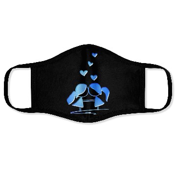 Discover Loving couple lesbian blue glitter love Face Masks