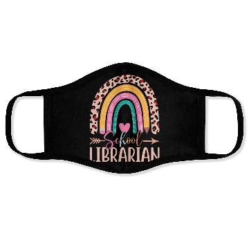 Discover School Librarian Rainbow Leopard Print Librarian Face Masks