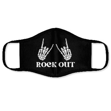 Discover rock and roll rock out skeleton hand peace sign Face Masks
