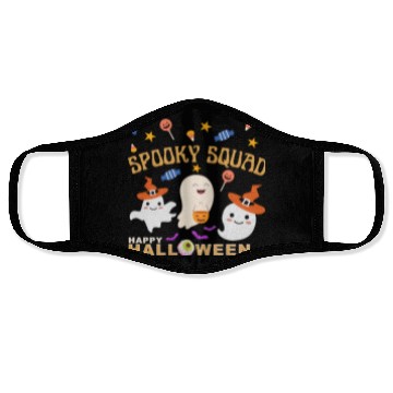 Discover Happy Halloween, Spooky Squad, Cute Ghosts Design Face Masks