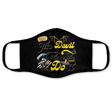 Discover Devil Make Me Do it Death toon funny Halloween. Face Masks