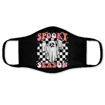 Discover Spooky Season Halloween Vintage Text Design Face Masks