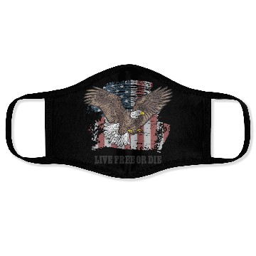 Discover Live Free or Die - Bald Eagle - Grunge American Fl Face Masks