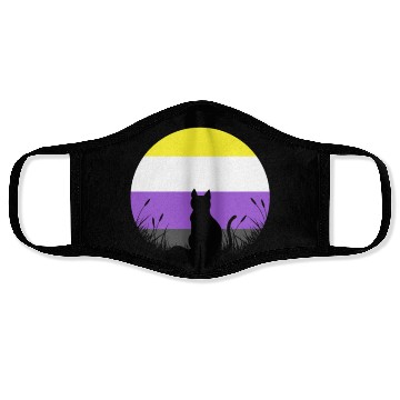 Discover Cat Moon LGBT Nonbinary Flag Face Masks