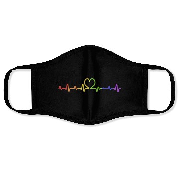 Discover Heart Heartbeat LGBT Rainbow Flag Face Masks