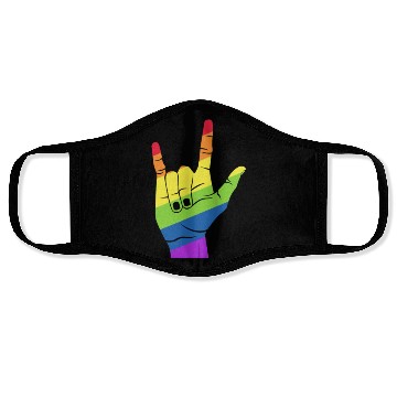 Discover Love Hand Symbol LGBT Rainbow Flag Face Masks