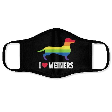 Discover I Love Weiners LGBT Rainbow Flag Face Masks