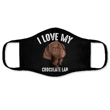 Discover Cool I Love My Chocolate Lab Funny Brown Labrador Face Masks