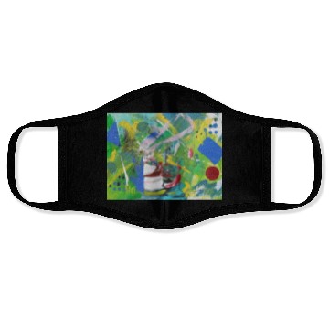 Discover DSCN2939 abstract art, green, red, blue art Face Masks