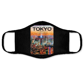 Discover Tokyo, Japan, Skyline Face Masks