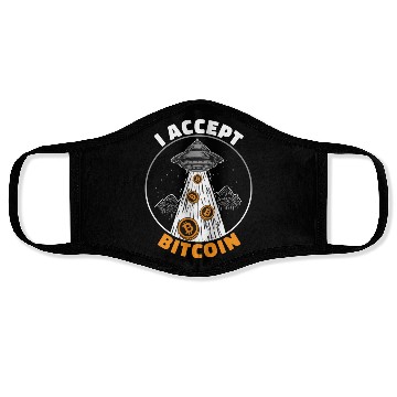 Discover Cryptocurrency I Accept Bitcoin UFO Face Masks