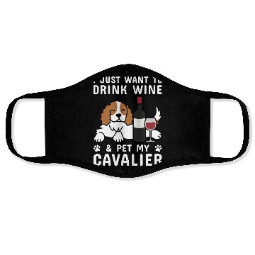 Discover Drink Wine Cavalier King Charles Spaniel Face Masks