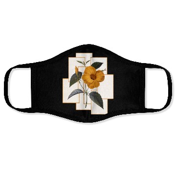 Discover Yellow Hibiscus Flower With Golden Rectangle Face Masks