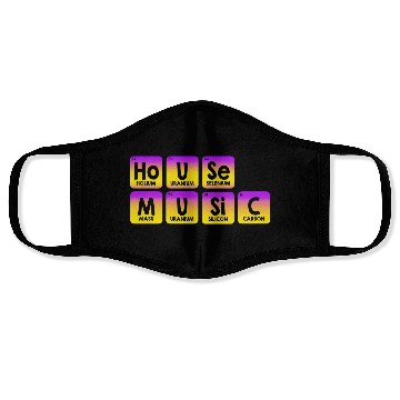 Discover Periodic Table Science Techno House Music Face Masks