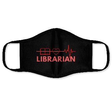 Discover Funny Librarian Heart Beat Art Premium Face Masks