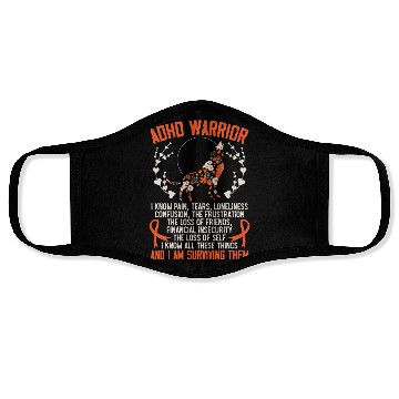 Discover ADHD Warrior Embrace Neurodiversity ADHD Awareness Face Masks
