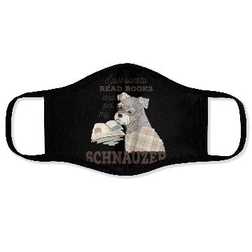 Discover Schnauzer Cartoon Book Lover Gift Face Masks
