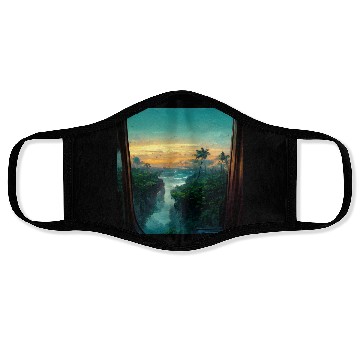 Discover Paradise island painting Face Masks