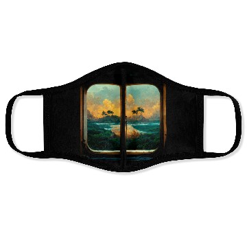 Discover Paradise island painting Face Masks