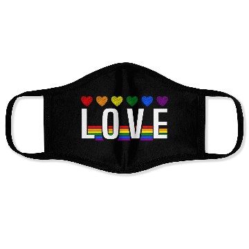 Discover Love Rainbow Heart Pride LGBT Face Masks