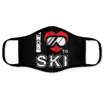 Discover I Love To Ski Winter Sport Snowboarding Skiing Face Masks