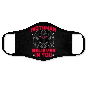 Discover Funny Cryptid Gothic Mothman Believes In You Face Masks