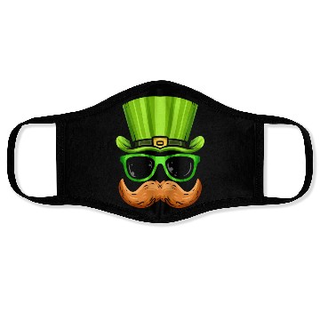 Discover Red Beard Green Hat And Glasses Costume For St. Face Masks