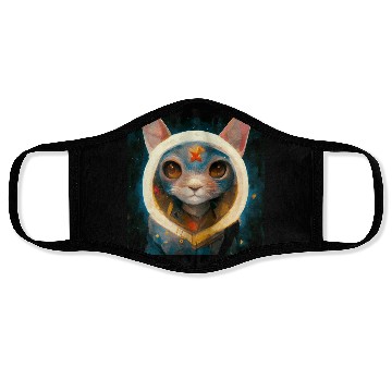 Discover Realistic cat in space painting Face Masks