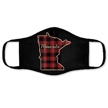 Discover Minnesota Buffalo Plaid Silhouette Home State Face Masks
