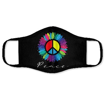 Discover Sunflower Peace Sign Rainbow LGBT Face Masks