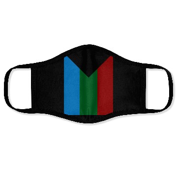 Discover three colour design blue green red Face Masks