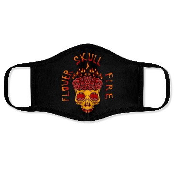 Discover rose skull flames Face Masks
