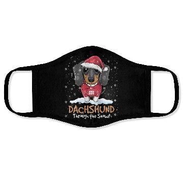 Discover Dachshund Through The Snow Face Masks