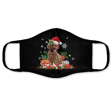 Discover Christmas themed brown Poodle dog Face Masks