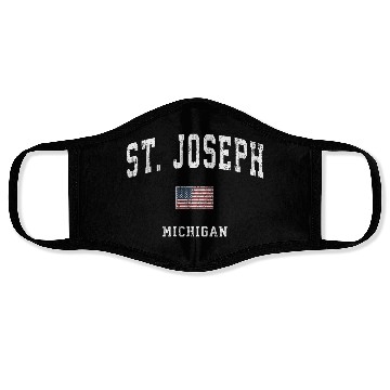 Discover St Joseph Michigan Mi Vintage American Flag Sports Face Masks
