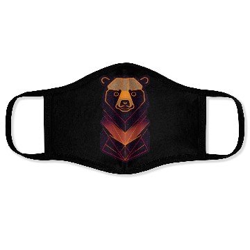 Discover Orange neon bear Face Masks